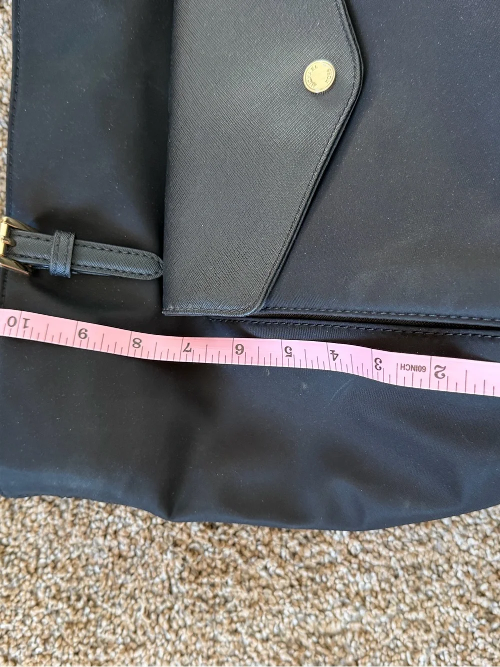MICHAEL MICHAEL KORS Large Jet Set  Black Leather Snap Pocket Nylon Tote Bag